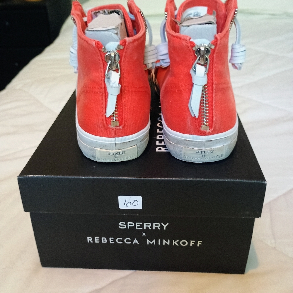 Sperry x Rebecca Minkoff Canvas High Top Sneakers 6.5 NIB Zip Detail Streetwear - Picture 11 of 16